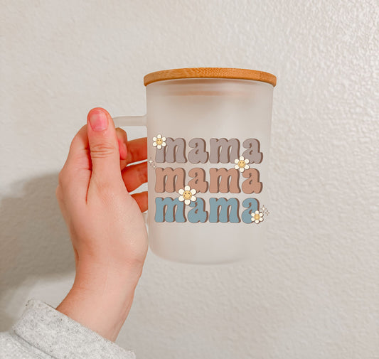 17 oz Frosted Glass Mug | Boho Mom (8 Options)