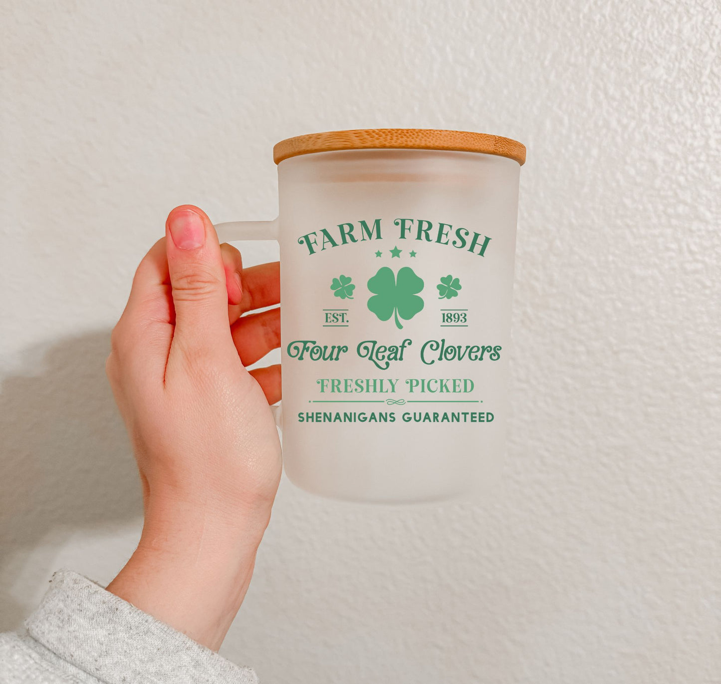 17 oz Frosted Glass Mug | St. Patty's (28 Options)