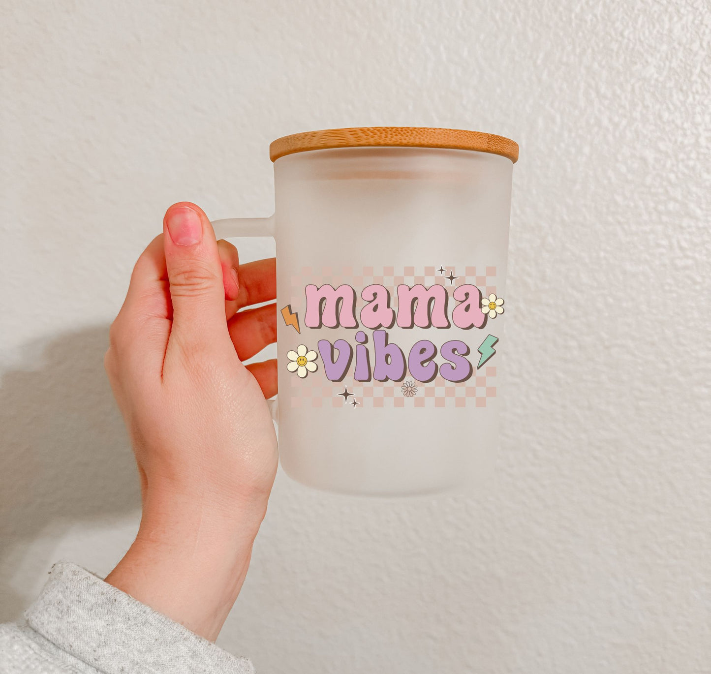 17 oz Frosted Glass Mug | Boho Mom (8 Options)