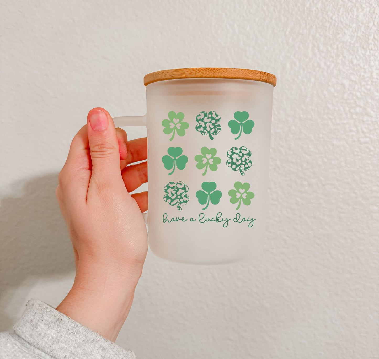 17 oz Frosted Glass Mug | St. Patty's (28 Options)