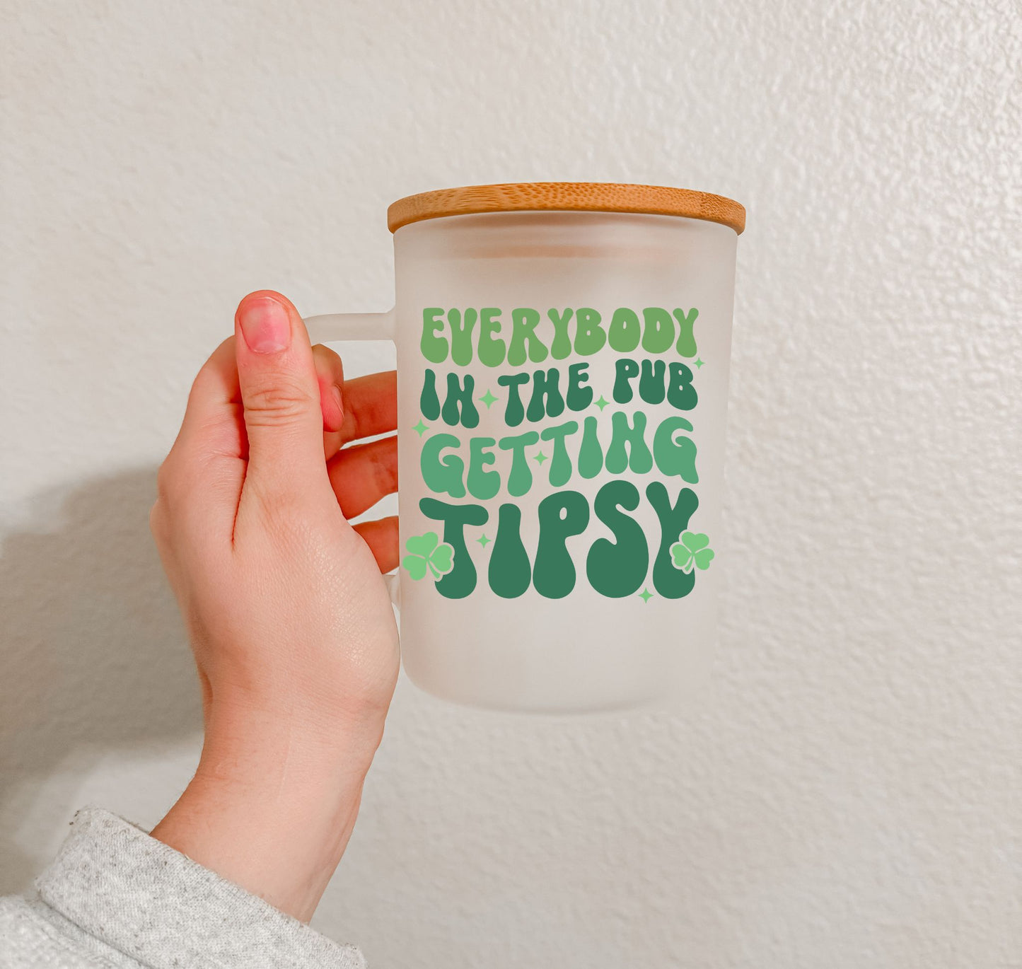 17 oz Frosted Glass Mug | St. Patty's (28 Options)