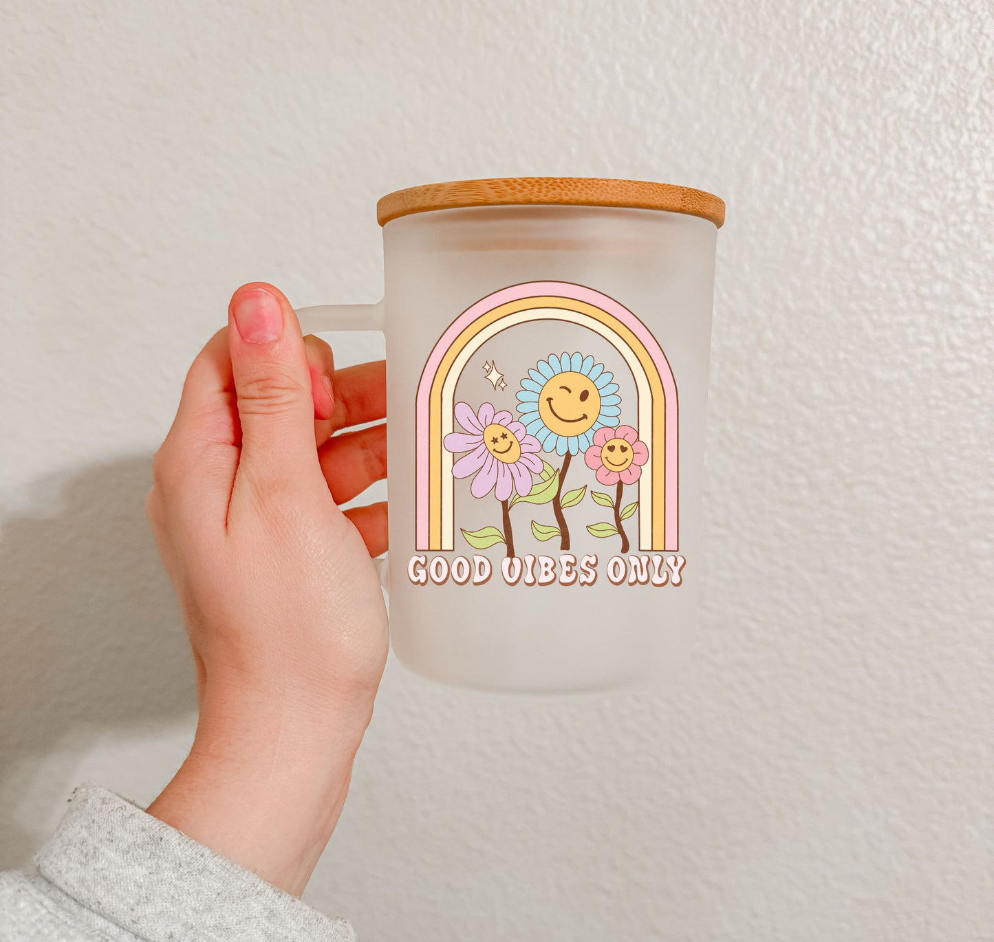 17 oz Frosted Glass Mug | Groovy Mental Health (5 Options)