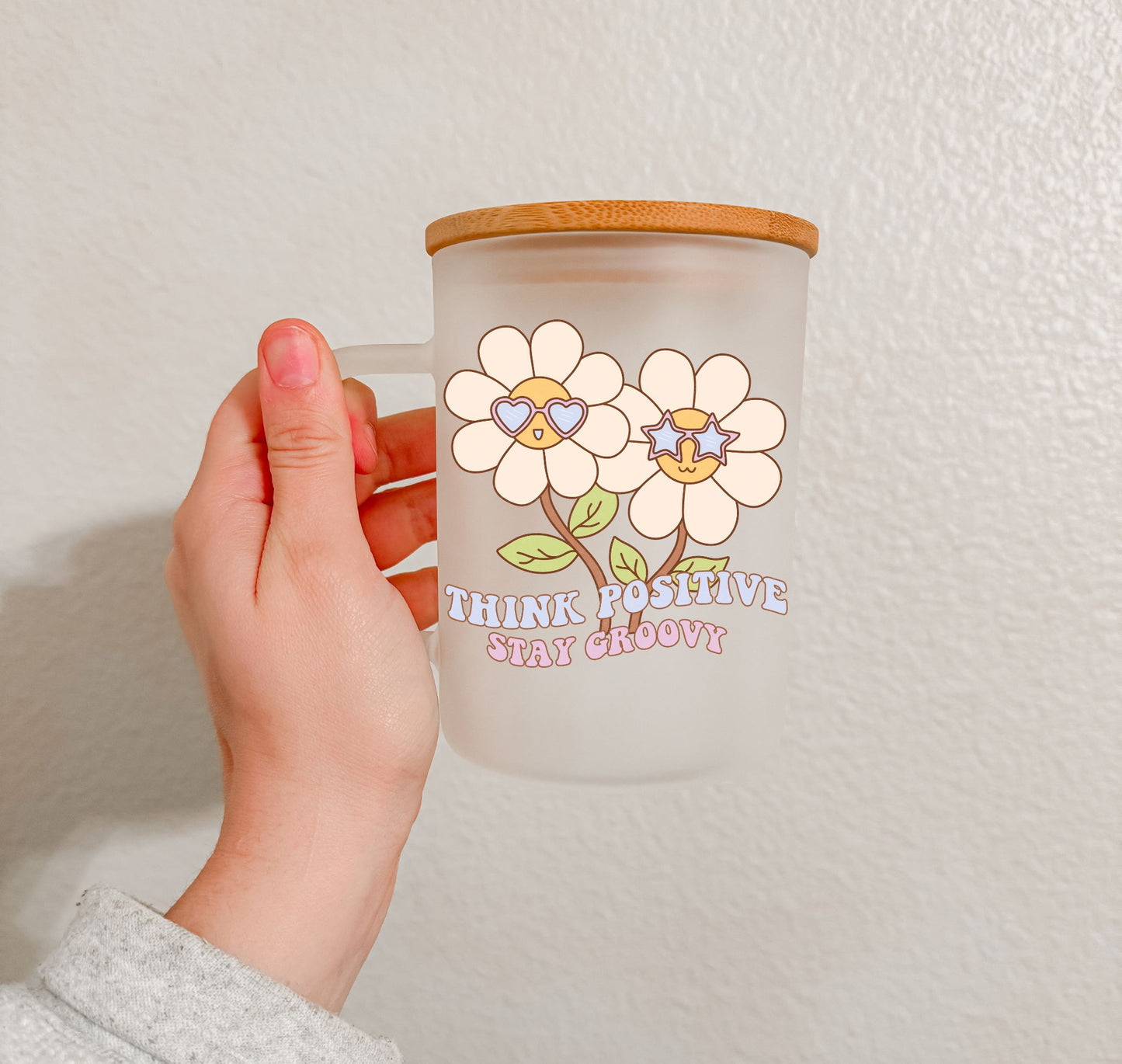 17 oz Frosted Glass Mug | Groovy Mental Health (5 Options)