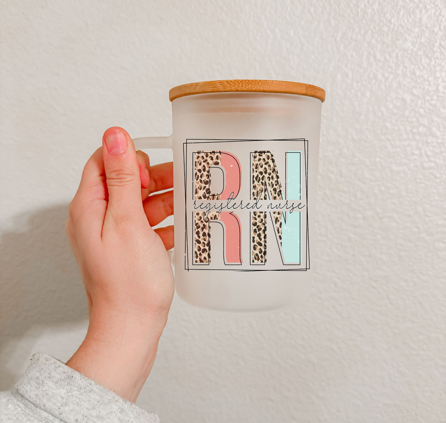 17 oz Frosted Glass Mug | Printed Nurse (9 Options)