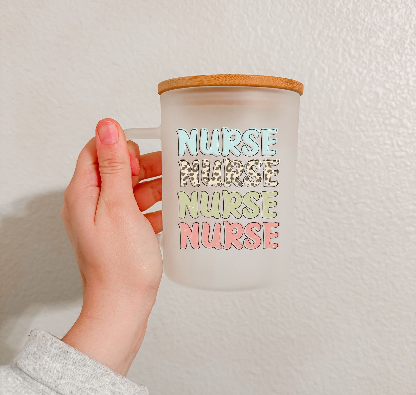 17 oz Frosted Glass Mug | Printed Nurse (9 Options)