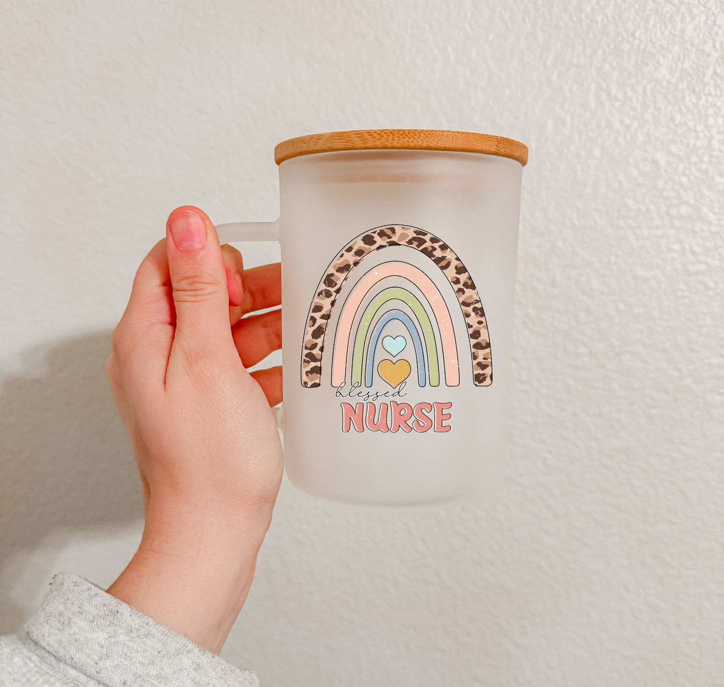 17 oz Frosted Glass Mug | Printed Nurse (9 Options)