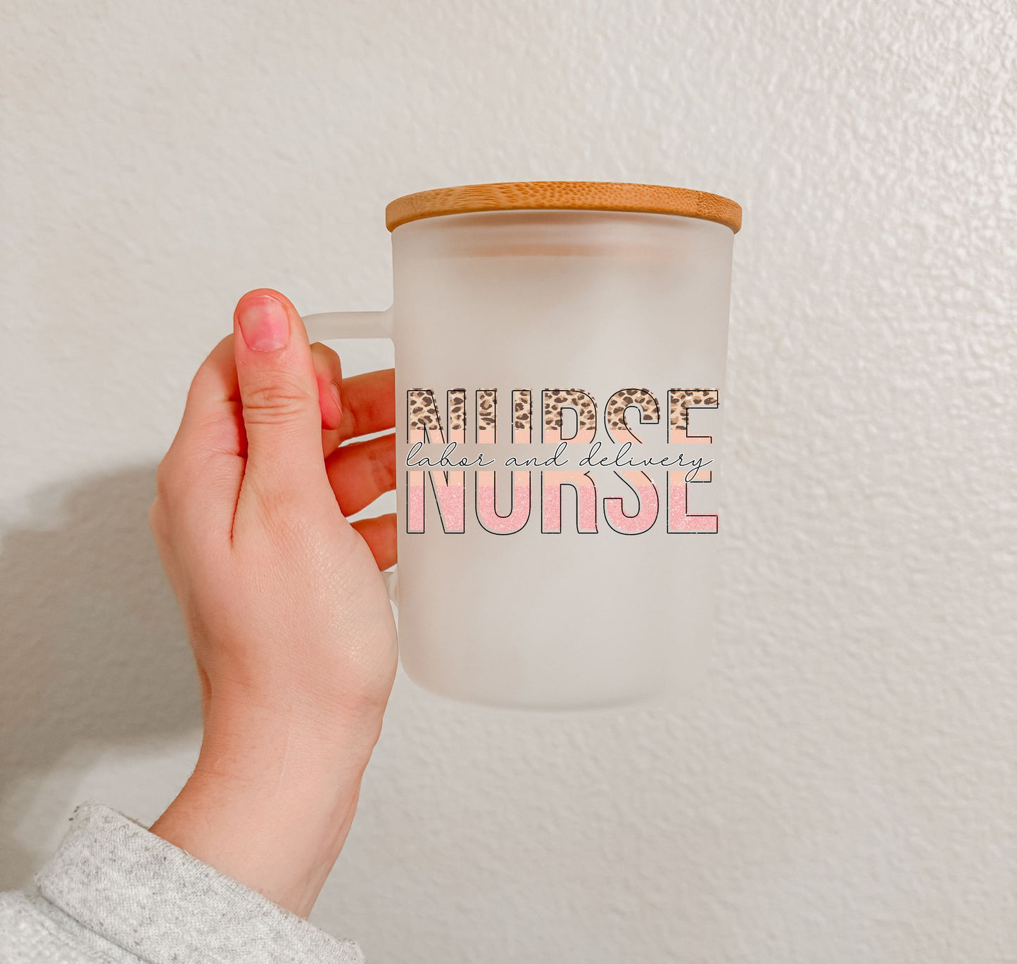 17 oz Frosted Glass Mug | Printed Nurse (9 Options)