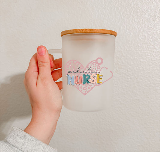 17 oz Frosted Glass Mug | Printed Nurse (9 Options)