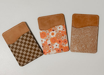 Minimalistic Flowers Leather Card Holder