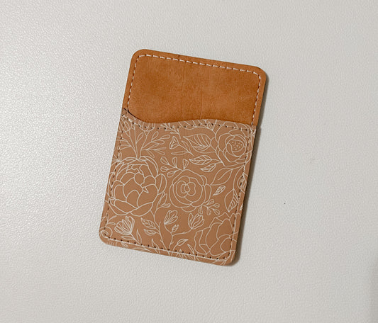 Minimalistic Flowers Leather Card Holder