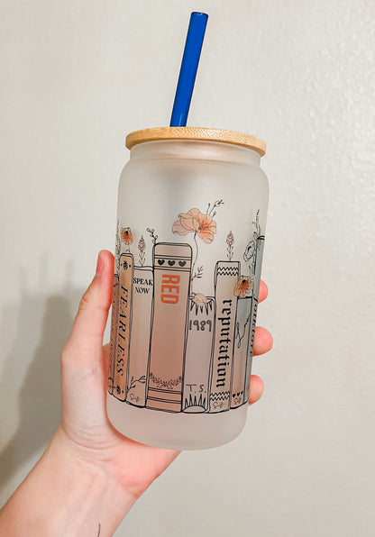 16oz Frosted Glass Can | Booklore