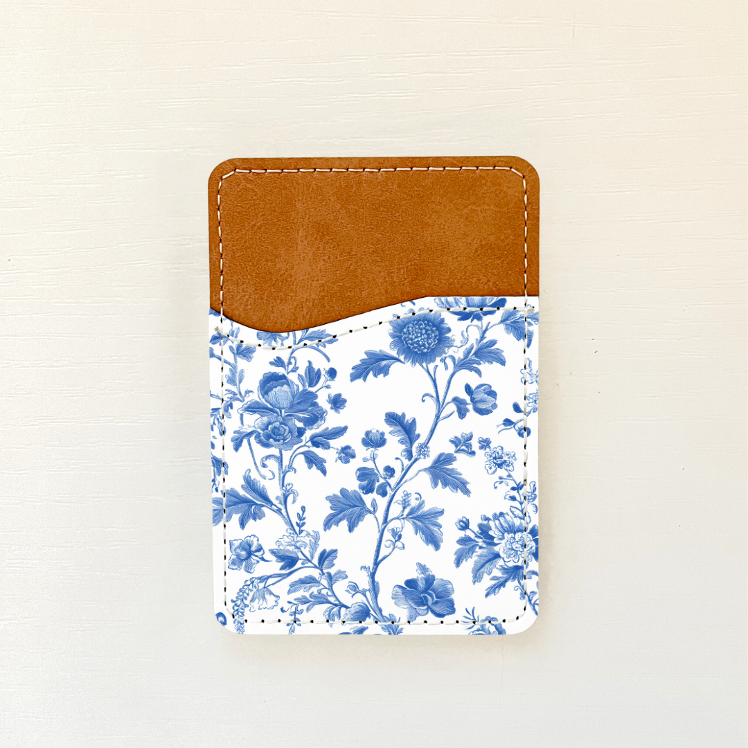 Blue Florals Leather Card Holder (20 Options)