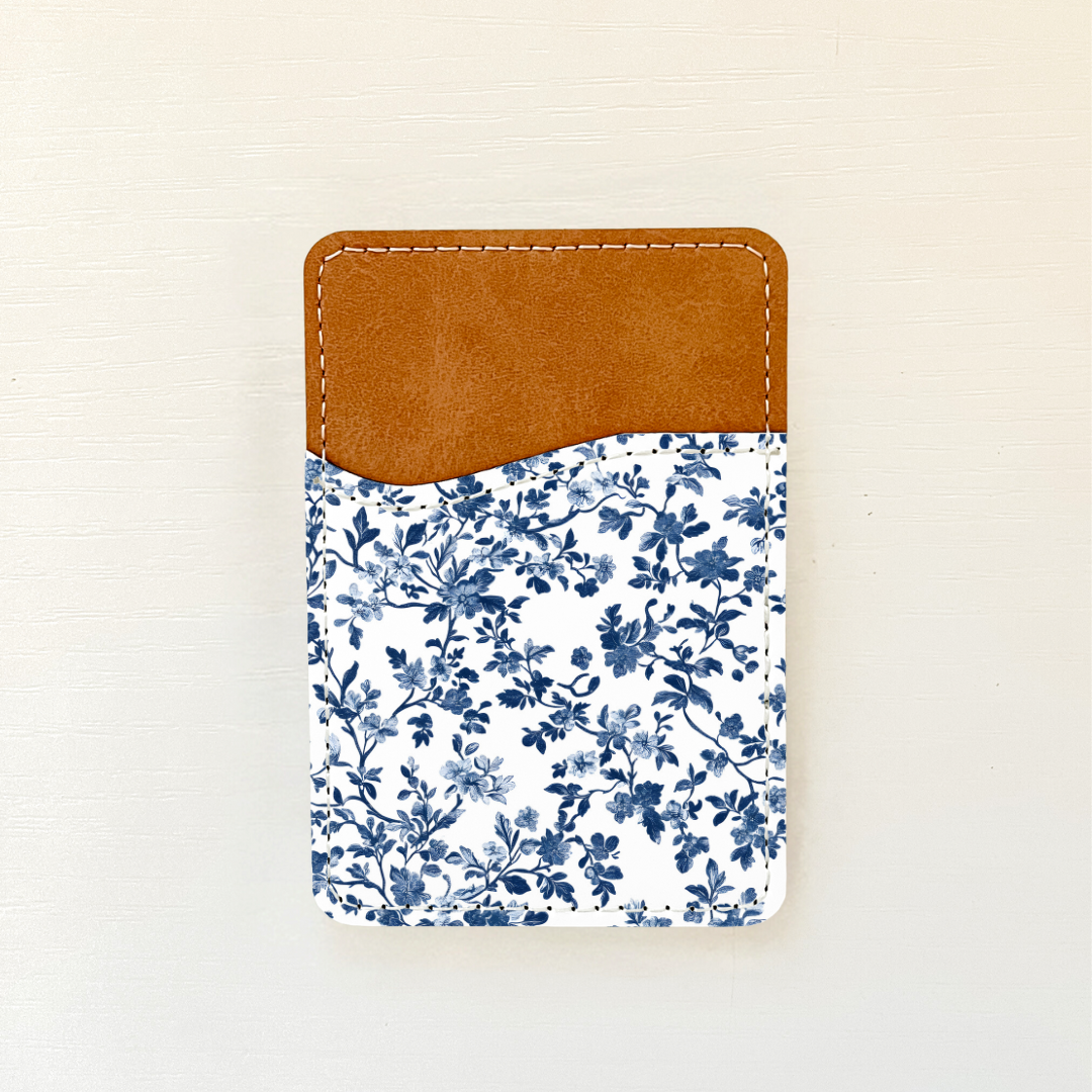 Blue Florals Leather Card Holder (20 Options)