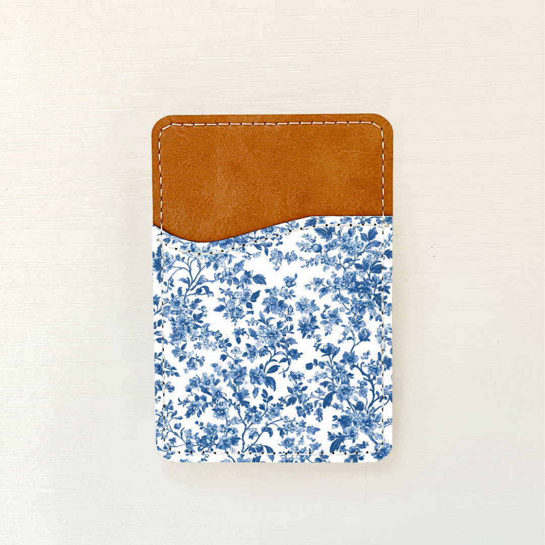 Blue Florals Leather Card Holder (20 Options)