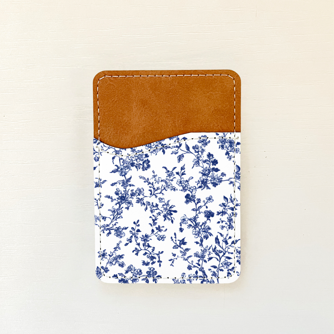 Blue Florals Leather Card Holder (20 Options)