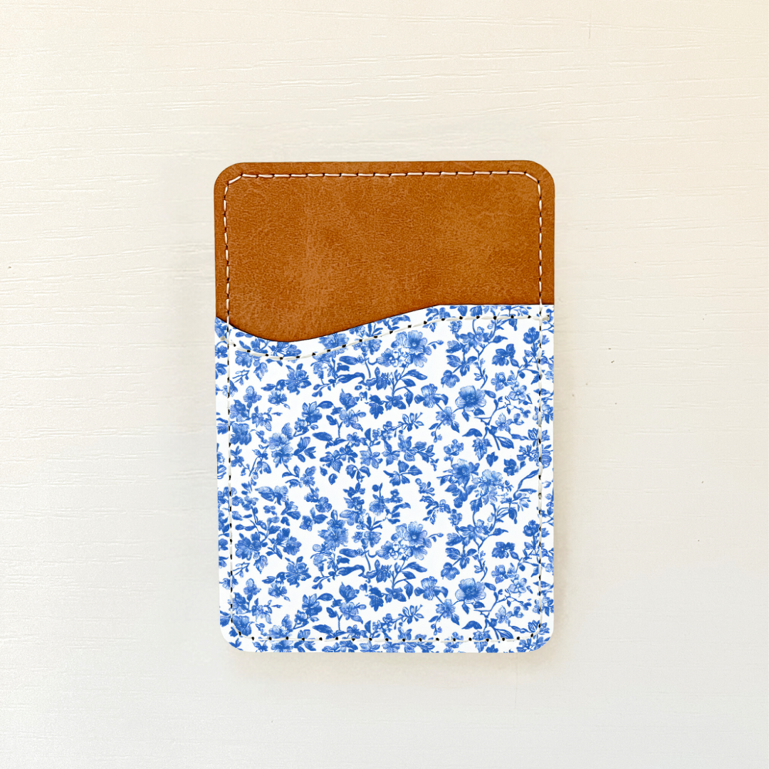 Blue Florals Leather Card Holder (20 Options)