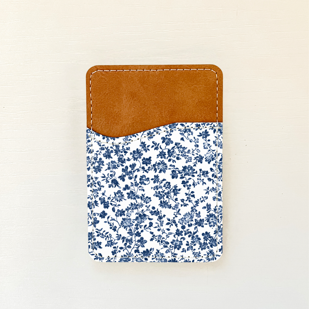 Blue Florals Leather Card Holder (20 Options)