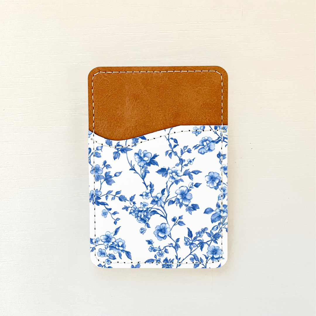 Blue Florals Leather Card Holder (20 Options)