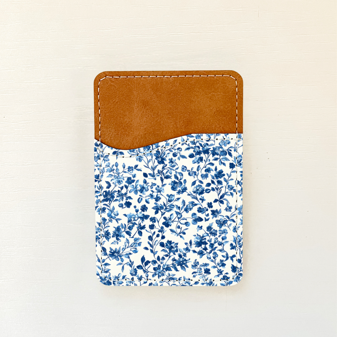 Blue Florals Leather Card Holder (20 Options)