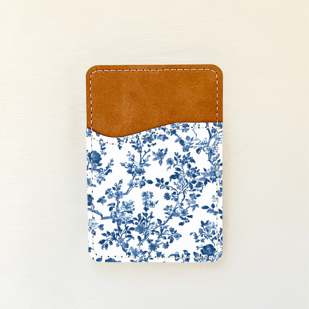 Blue Florals Leather Card Holder (20 Options)