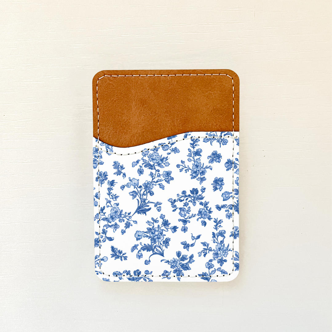 Blue Florals Leather Card Holder (20 Options)