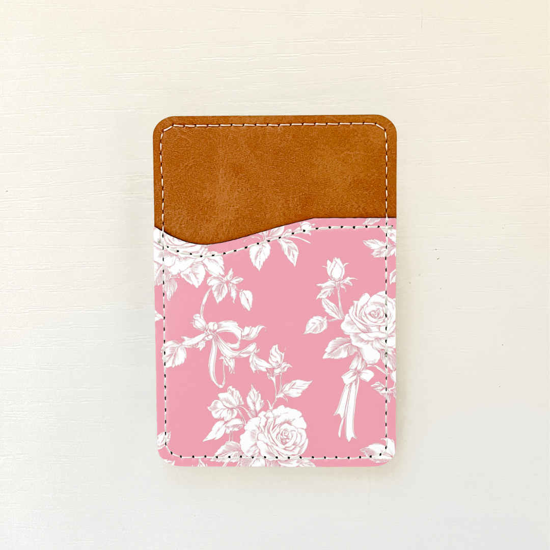 Pink Coquette Bows Leather Card Holder (22 Options)