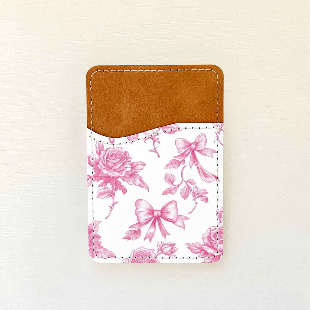 Pink Coquette Bows Leather Card Holder (22 Options)