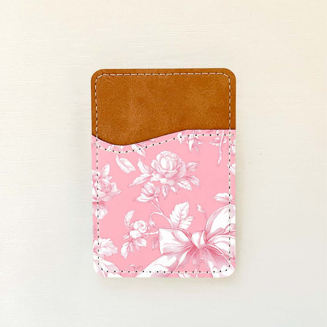 Pink Coquette Bows Leather Card Holder (22 Options)