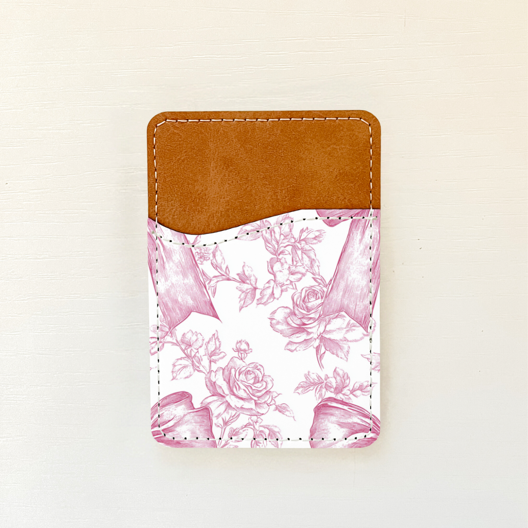 Pink Coquette Bows Leather Card Holder (22 Options)