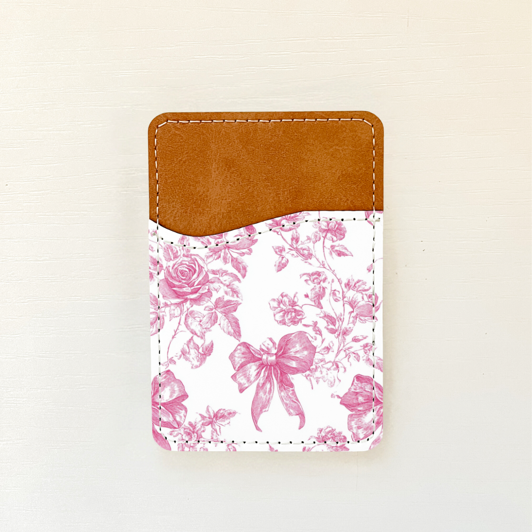 Pink Coquette Bows Leather Card Holder (22 Options)