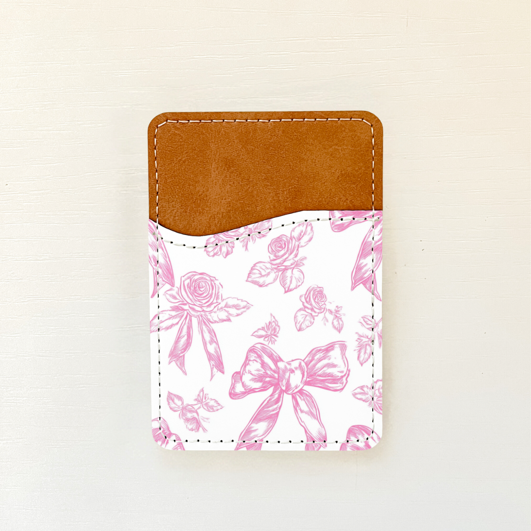 Pink Coquette Bows Leather Card Holder (22 Options)