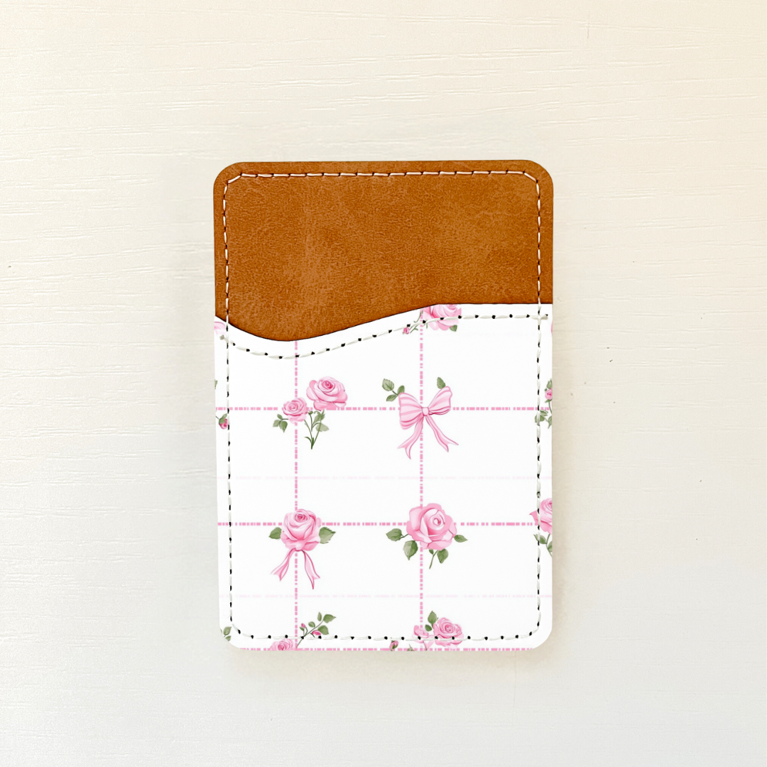 Pink Coquette Bows Leather Card Holder (22 Options)