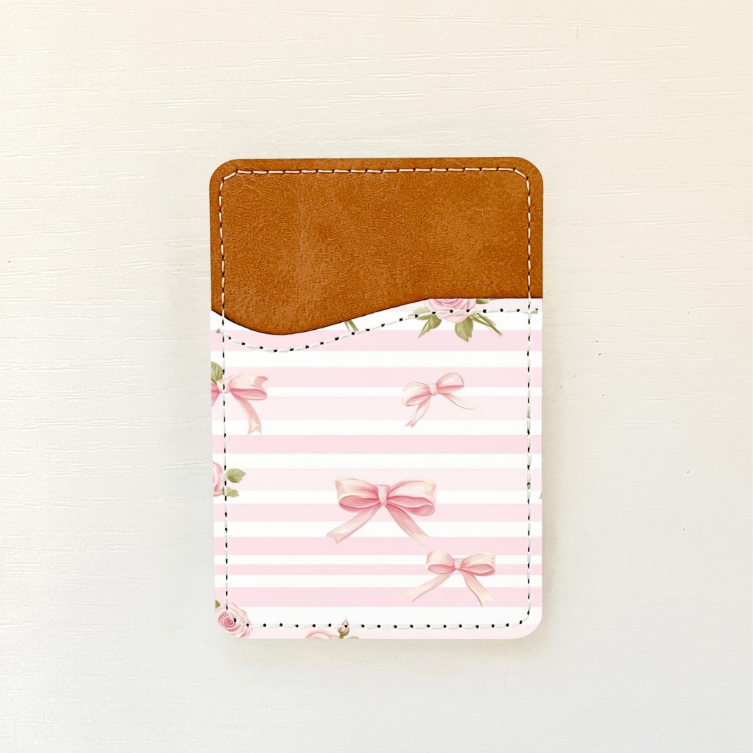 Pink Coquette Bows Leather Card Holder (22 Options)