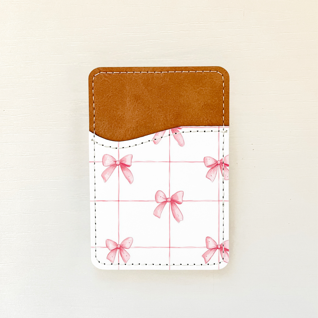 Pink Coquette Bows Leather Card Holder (22 Options)