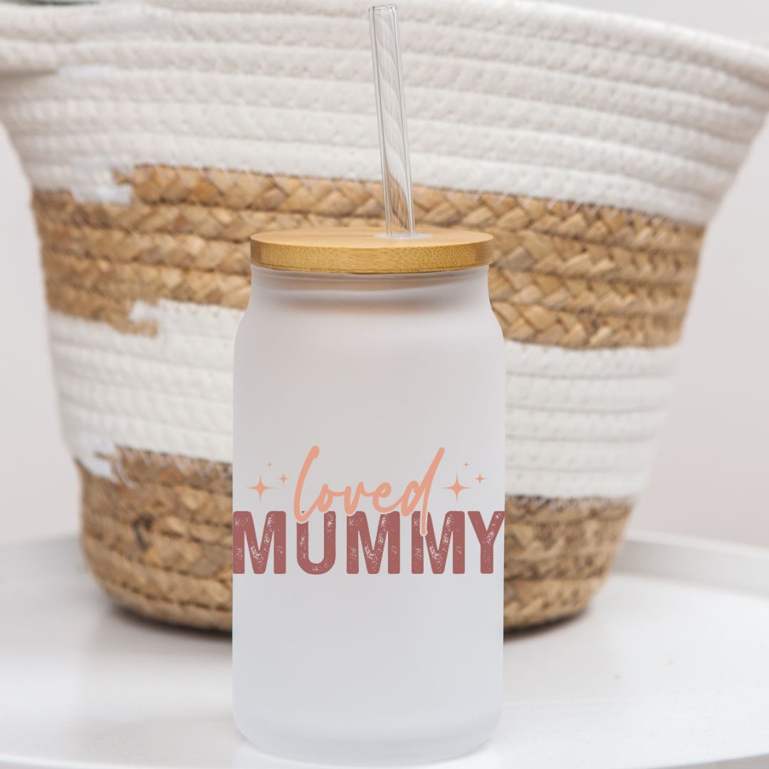 16 oz Frosted Glass Can | Magenta Mom (15 Options)