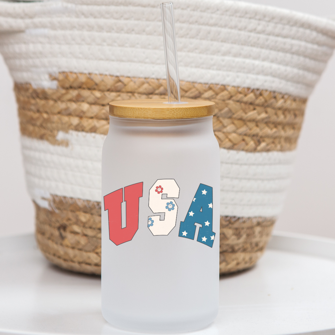 16 oz Frosted Glass Can | Independence Day (15 Options)