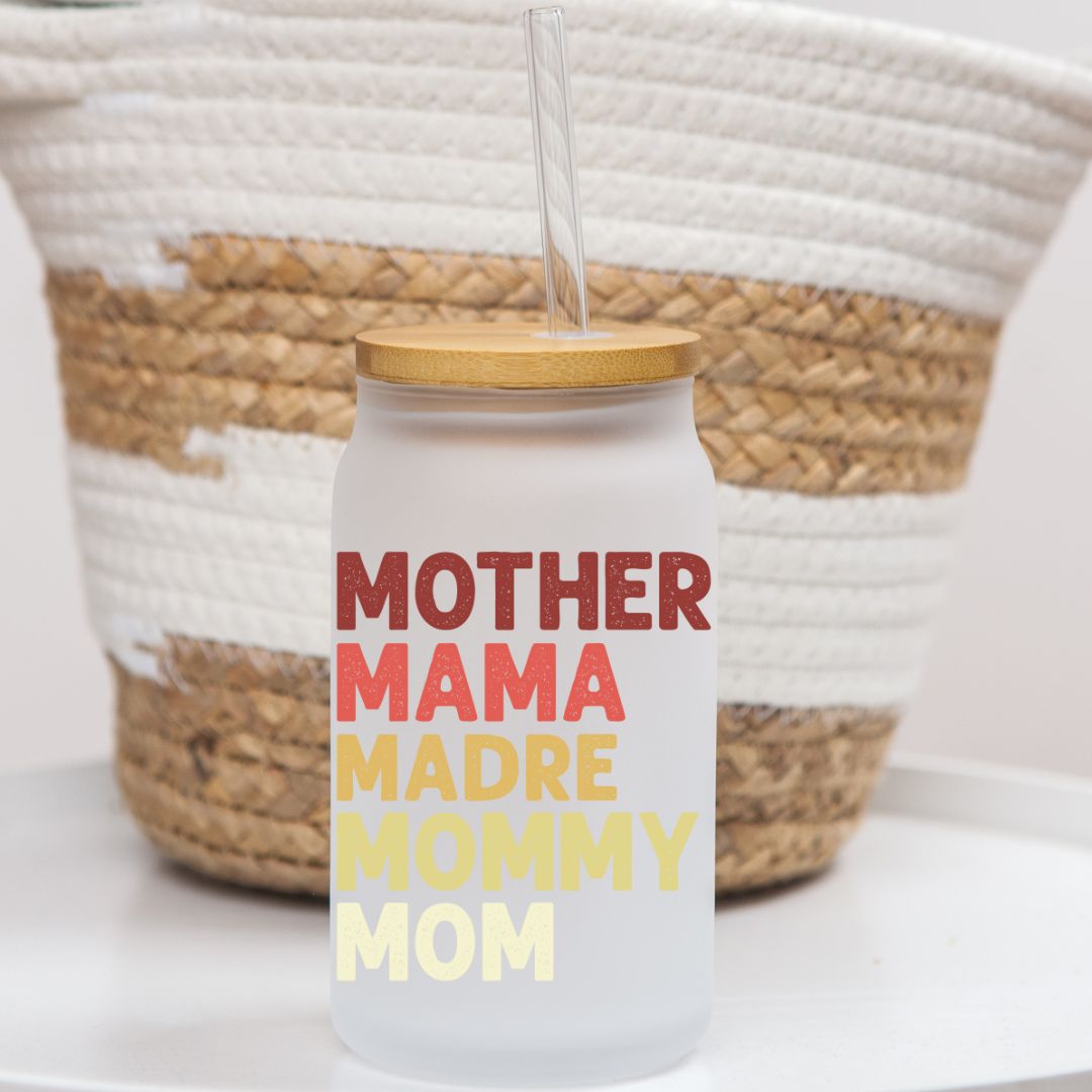 16 oz Frosted Glass Can | Mom's Day (19 Options)