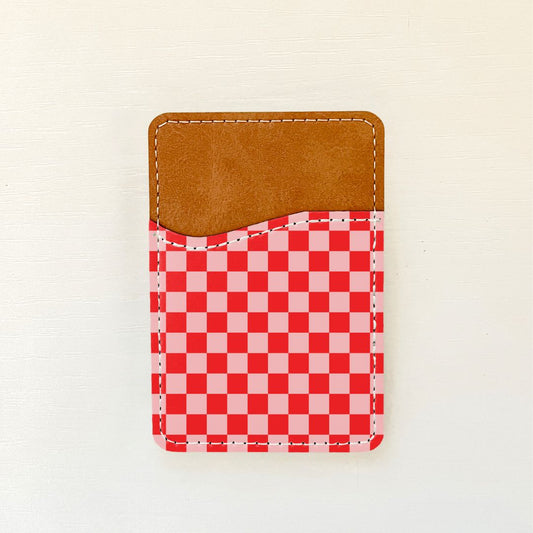 Colored Checkers Leather Card Holder (9 Options)