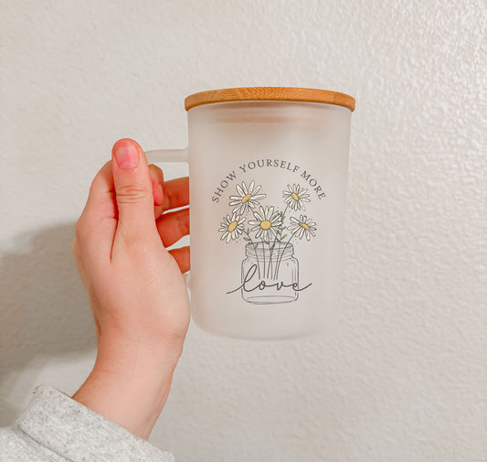 17 oz Frosted Glass Mug | Vintage Flowers (7 Options)