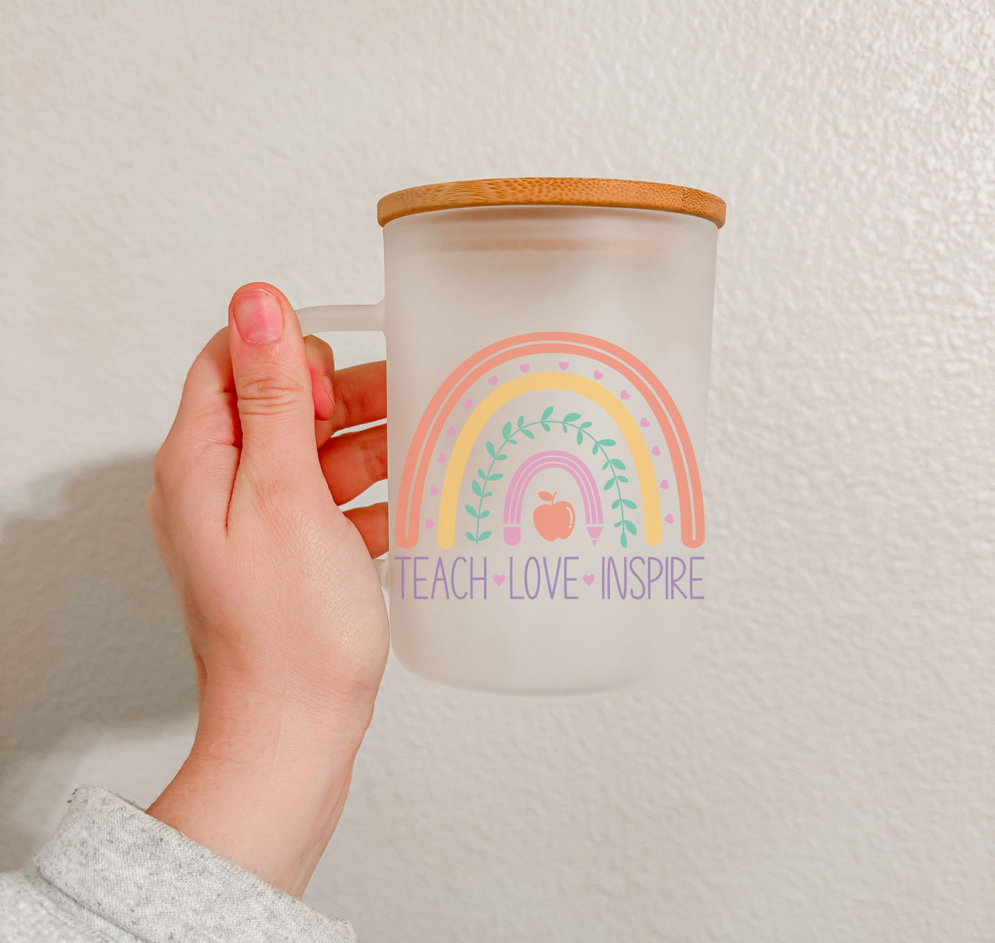 17 oz Frosted Glass Mug | Teacher Vibes (25 Options)