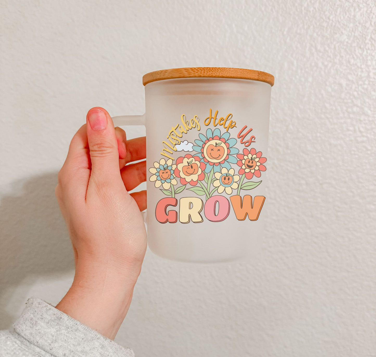 17 oz Frosted Glass Mug | Teacher Vibes (25 Options)