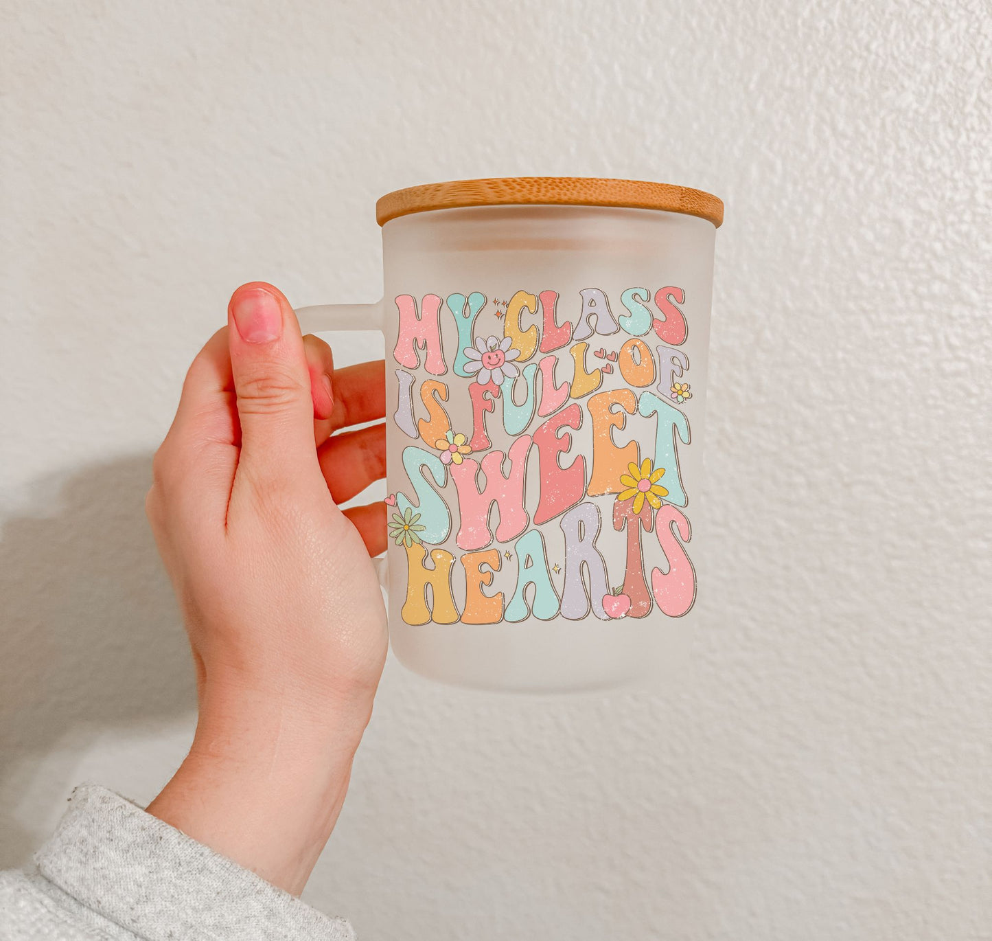 17 oz Frosted Glass Mug | Teacher Vibes (25 Options)