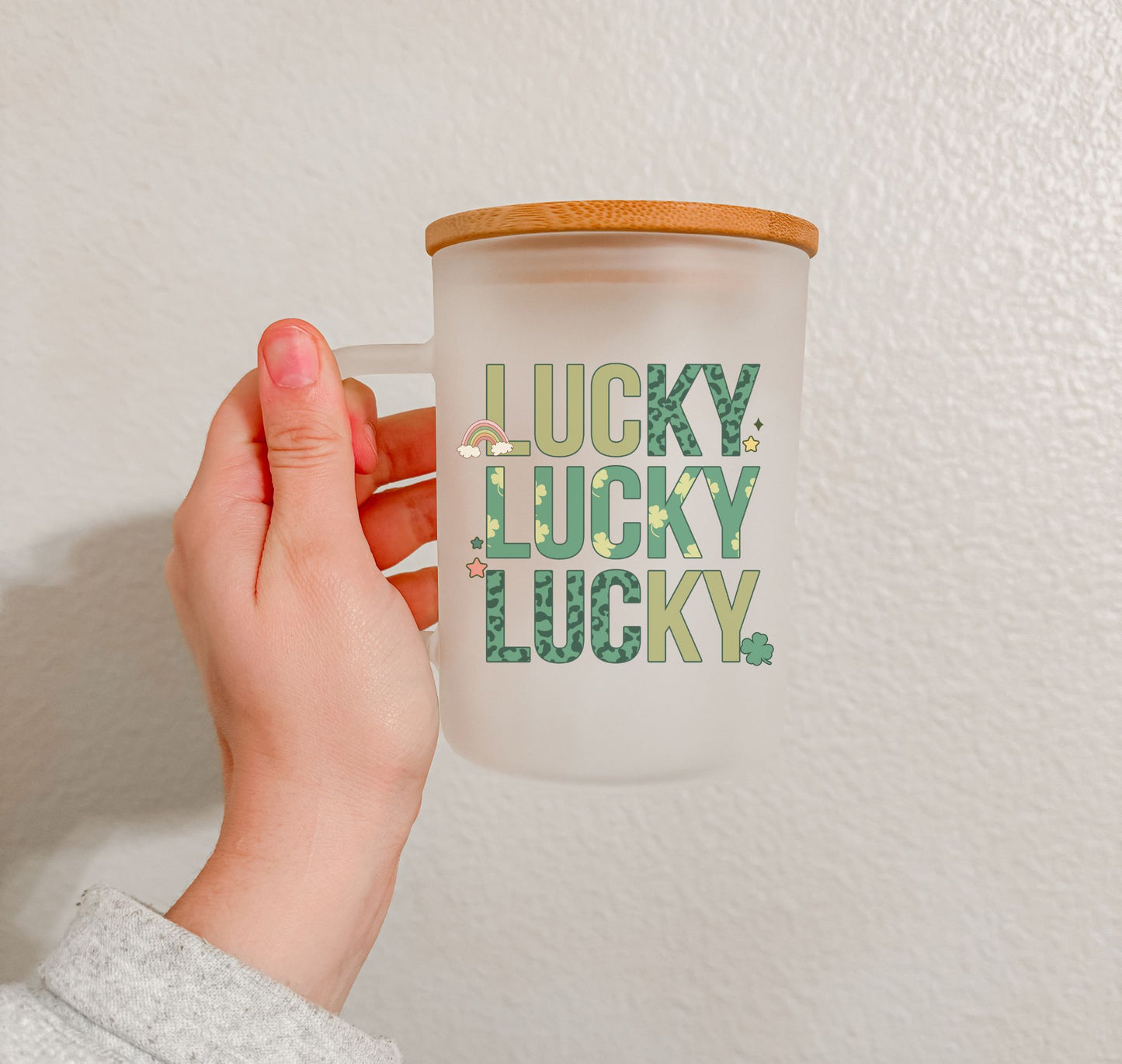 17 oz Frosted Glass Mug | St. Patty's (28 Options)