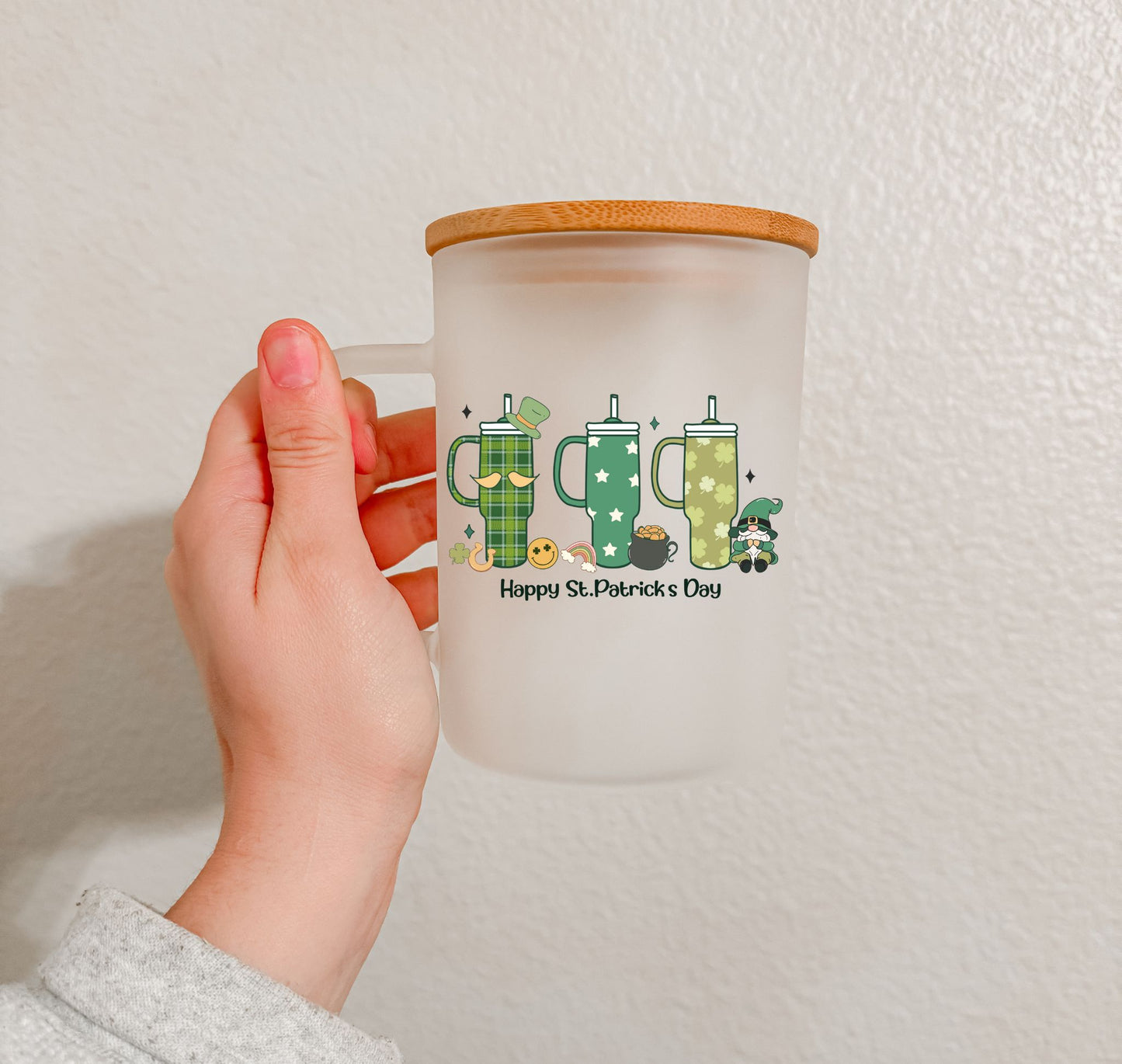 17 oz Frosted Glass Mug | St. Patty's (28 Options)