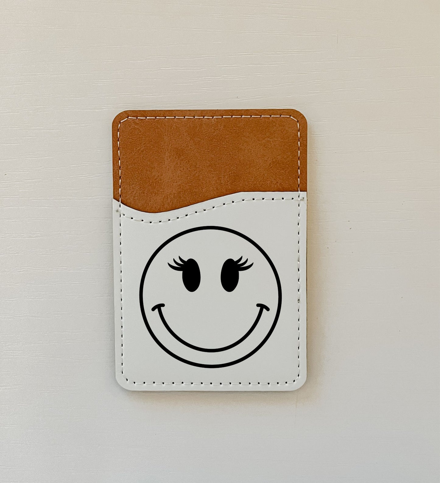 WS Black Smiley Leather Card Holder