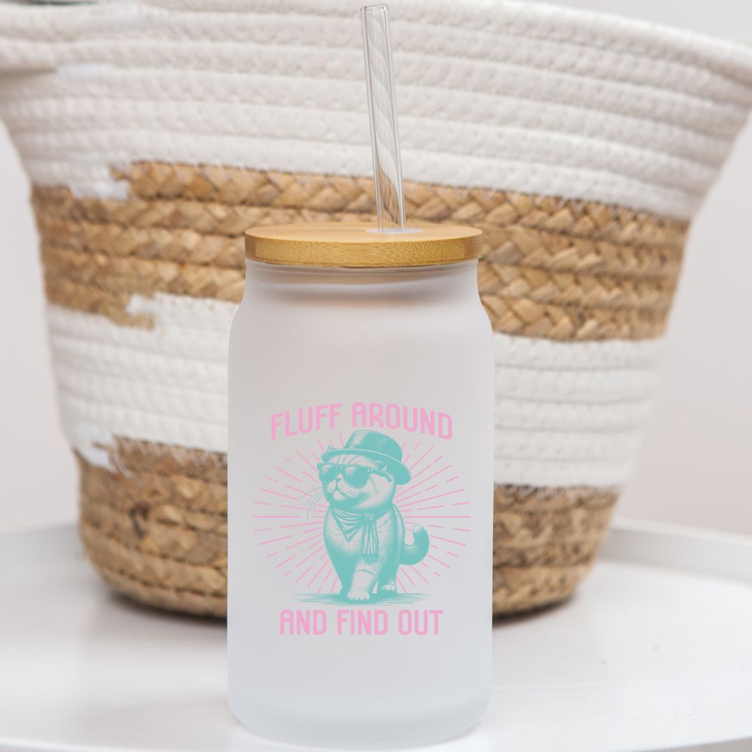 16 oz Frosted Glass Can | Vintage Kitty (11 Options)