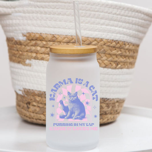 16 oz Frosted Glass Can | Vintage Kitty (11 Options)