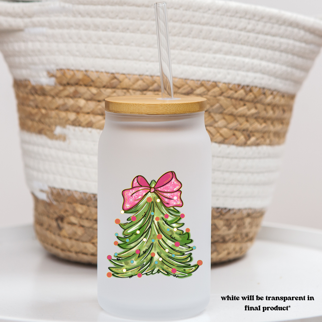 16 oz frosted glass can | christmas vibes (37 options)