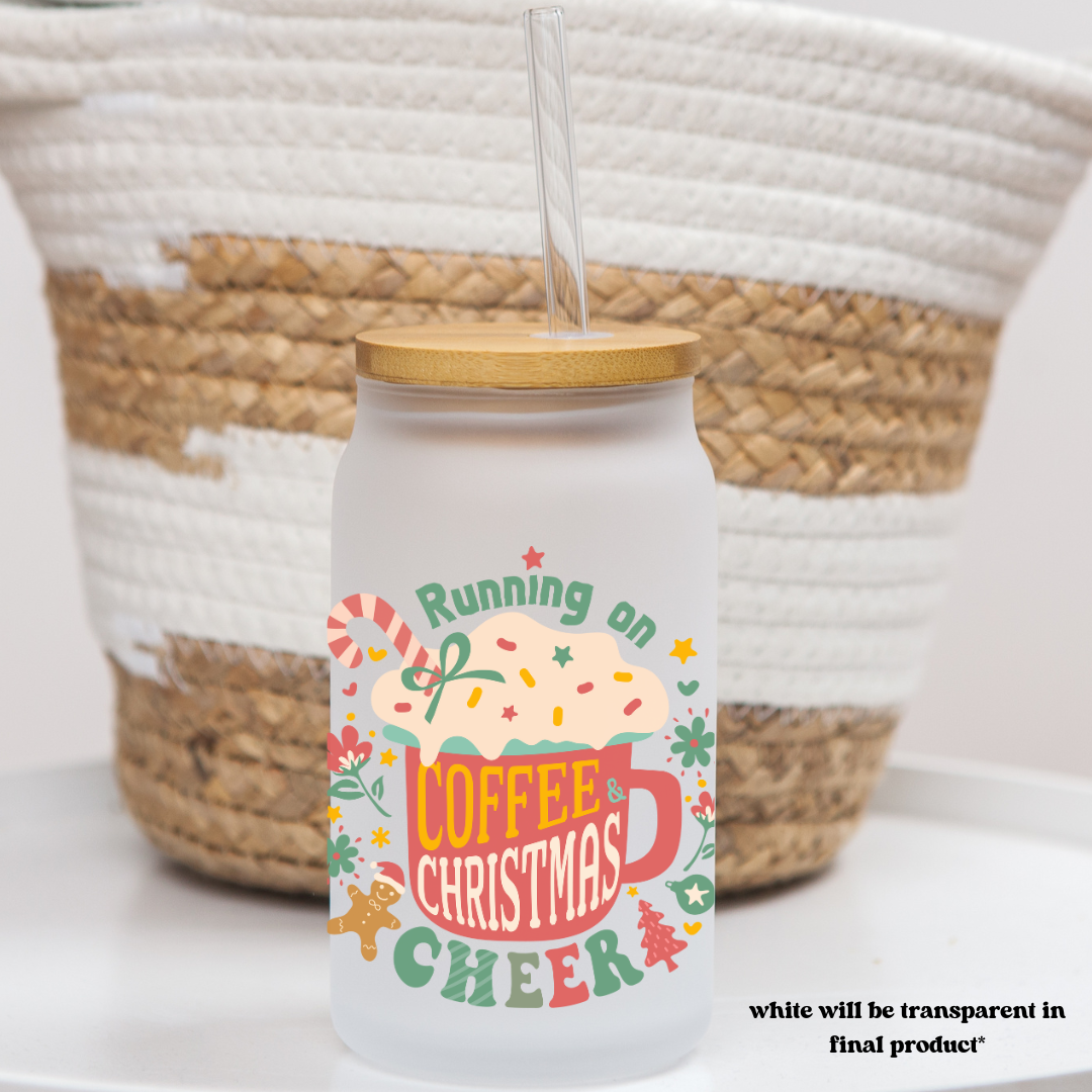 16 oz frosted glass can | christmas vibes (37 options)