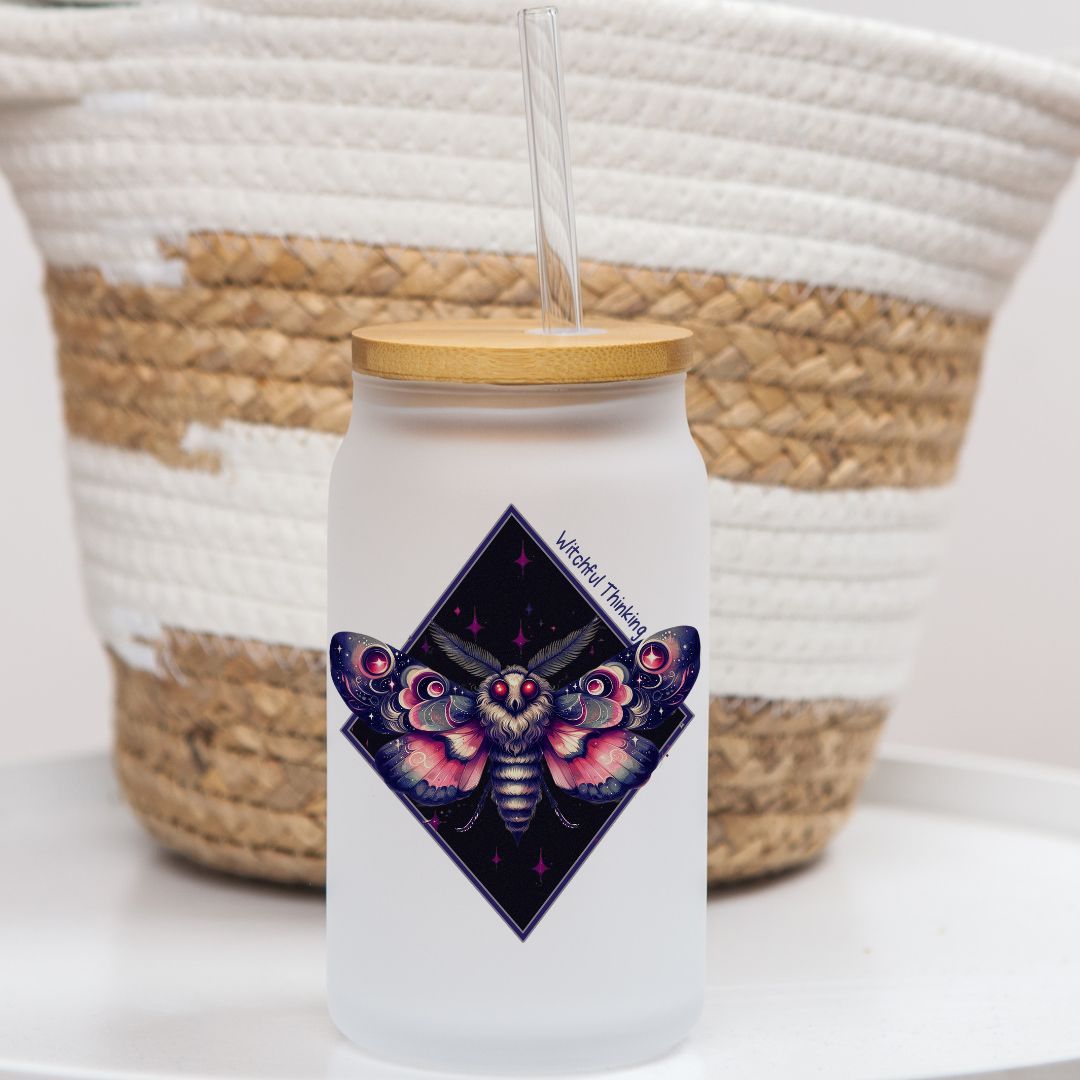 16 oz Frosted Glass Can | Pink Spooky (15 Options)